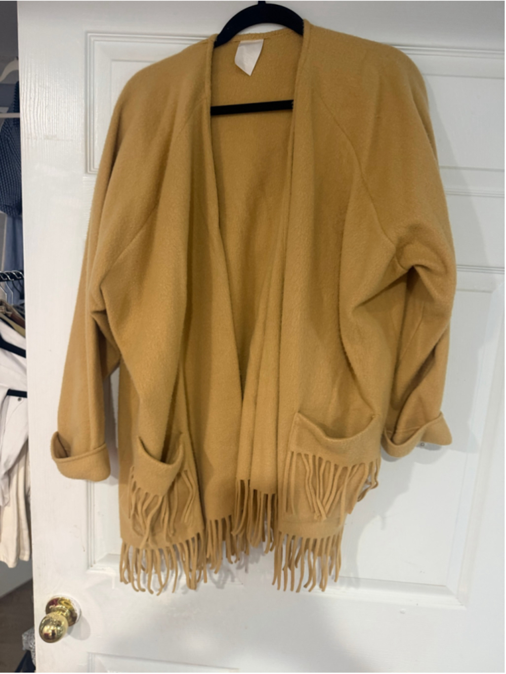 Women's Unbranded Mustard Fringe Cardigan Sweater Size M